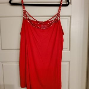 Lane Bryant Ladies Red Tank Top with Sequins 14 16 Adjustable Straps NWT